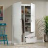 Sauder Select Multipurpose Bedroom Armoire Wardrobe Closet Pantry Storage Cabinet with Storage Drawers and Hanging Rail, in Soft White finish