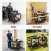 VEVOR Utility Cart with Tray & Pegboard, 44.8 x 24in 2 Tier Service Cart with 360° Swivel & Fixed Wheels (2 Brakes), 550 LBS Work Cart Tub Storage W/Deep Shelves, Tool Storage for Garage Warehouse