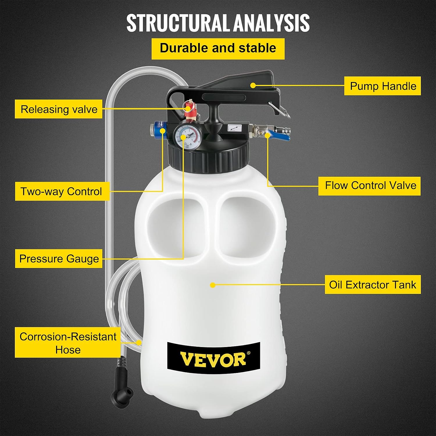 VEVOR Transmission Fluid Pump 2 Way ATF Refill System, 10 Liter Dispenser | For Oil Changes, Extracts and Dispenses Fluid Cleanly, Automatic Tool Set, with 14 Pieces ATF Filler Adapters, Pressure Gauge VEVOR Transmission Fluid Pump 2 Way ATF Refill System, 10 Liter Dispenser | For Oil Changes, Extracts and Dispenses Fluid Cleanly, Automatic Tool Set, with 14 Pieces ATF Filler Adapters, Pressure Gauge - Image 6