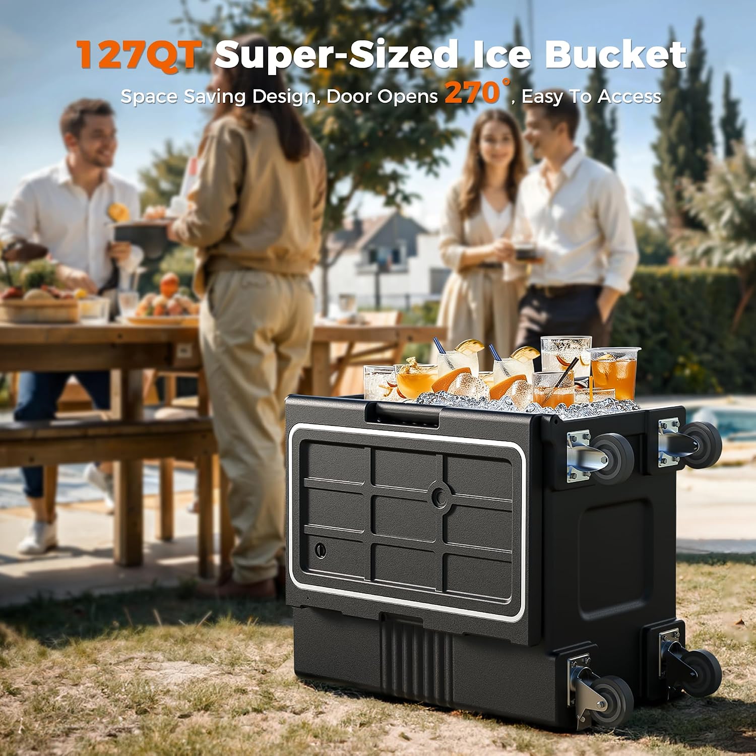 CAMMOO NSF 127QT Non-Electrical Catering Food Warmers with Casters | 304 Stainless Steel Latch, Insulated Food Carrier for 8 Full-Size Pans(NOT INCLUDED), Food Warmer Hot Boxes for Catering CAMMOO NSF 127QT Non-Electrical Catering Food Warmers with Casters | 304 Stainless Steel Latch, Insulated Food Carrier for 8 Full-Size Pans(NOT INCLUDED), Food Warmer Hot Boxes for Catering - Image 7