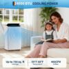 14,000 BTU Portable Air Conditioner, 4-IN-1 Portable AC Unit for Large Rooms Up to 750 Sq. Ft. with Cooling, Dehumidifier, Fan, Sleep, Auto Swing, LED Display, 24H Timer, Remote & Installation Kits