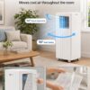 IDEALHOUSE 8000 BTU Portable Air Conditioner, 4-in-1 Portable AC Unit with Cooling, Dehumidifier, Fan & Sleep Mode, Cools up to 350 Sq. Ft, 24H Timer, Remote Control & Window Kit, White