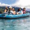 INTEX Excursion 5-Person Inflatable Fishing Boat River Raft Set with Oars | 68325EP - Portable Boat with Extra Wide Cockpit and High-Ouput Hand Pump, 12ft x 5ft 6in