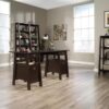 Sauder Ladder Bookshelf 5 Tier Trestle Ladder Shelf Wooden Bookcase, in Jamocha Wood