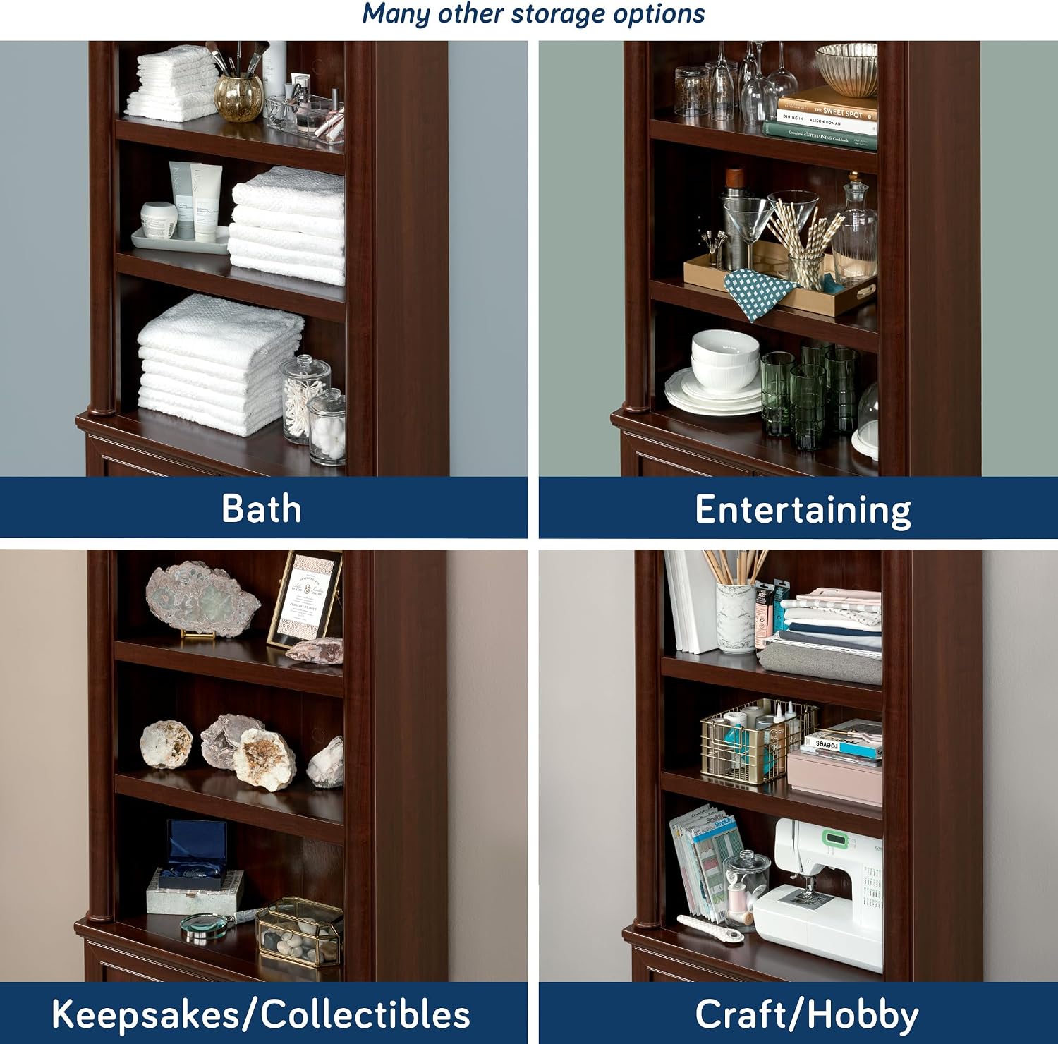 Sauder Palladia Book Shelf, Bookshelf with Storage, Library Bookcase with Doors and Adjustable Shelves, in Select Cherry finish Sauder Palladia Book Shelf, Bookshelf with Storage, Library Bookcase with Doors and Adjustable Shelves, in Select Cherry finish - Image 7