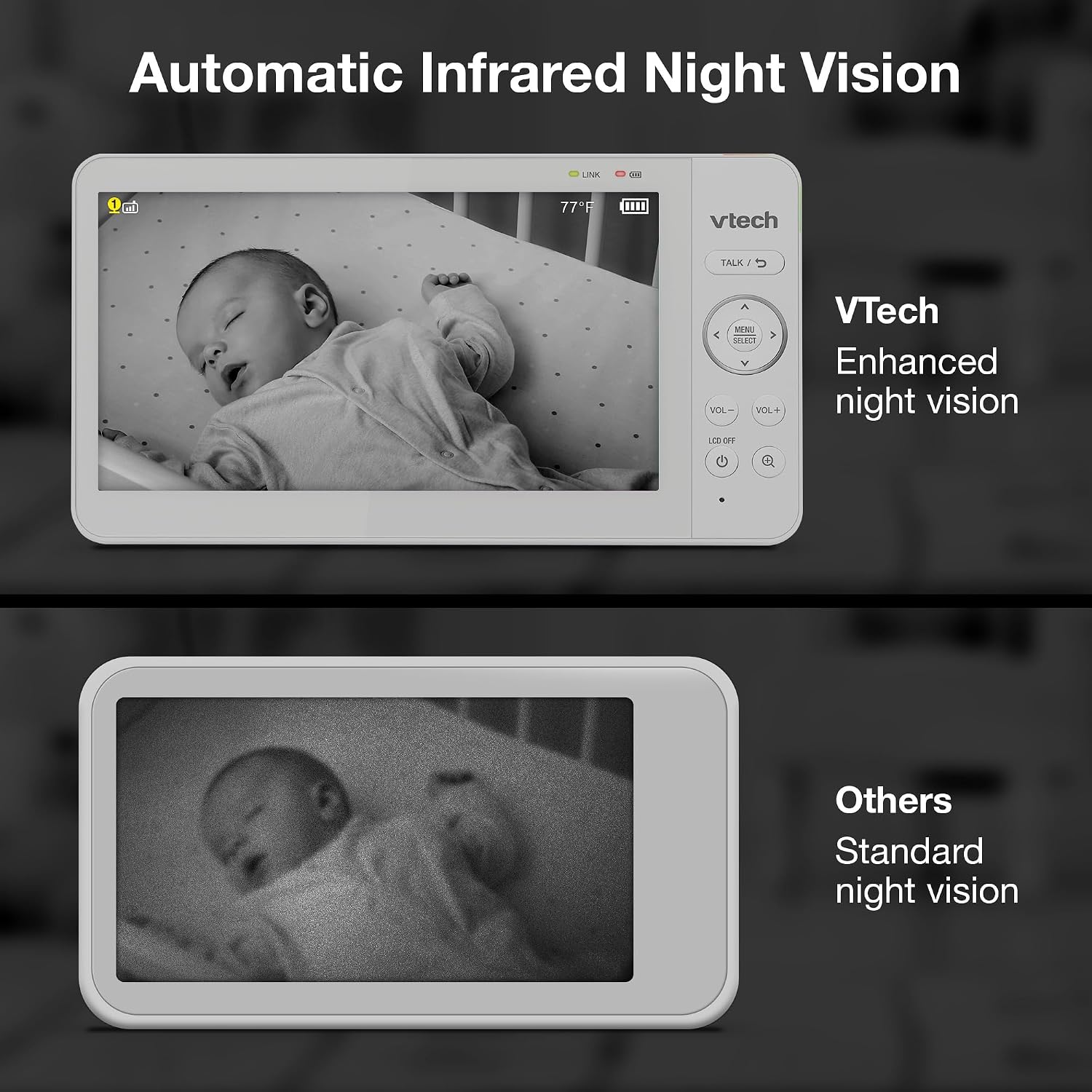 VTech Baby Monitor No WiFi, 7" IPS Screen, 5000mAh 12Hr Battery, 360° PTZ, 4X Zoom, Night Vision, Night Light, 2-Way Talk, White | Advanced HQ Max VTech Baby Monitor No WiFi, 7" IPS Screen, 5000mAh 12Hr Battery, 360° PTZ, 4X Zoom, Night Vision, Night Light, 2-Way Talk, White | Advanced HQ Max - Image 9