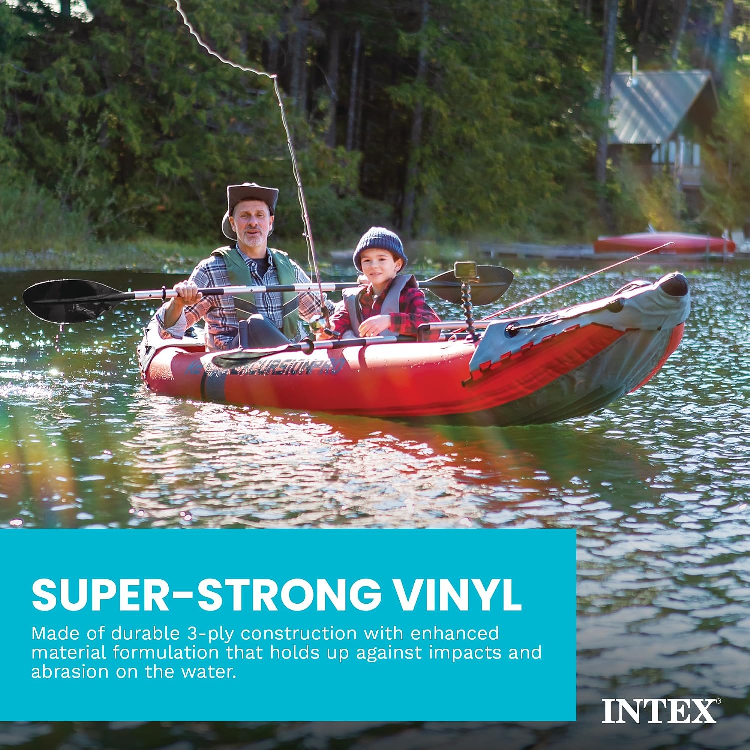 INTEX 68309EP Excursion Pro K2 Inflatable Kayak Set: Includes Deluxe 86in Kayak Paddles and High-Output Pump – SuperTough PVC – Adjustable Bucket Seat – 2-Person – 400lb Weight Capacity INTEX 68309EP Excursion Pro K2 Inflatable Kayak Set: Includes Deluxe 86in Kayak Paddles and High-Output Pump – SuperTough PVC – Adjustable Bucket Seat – 2-Person – 400lb Weight Capacity - Image 4