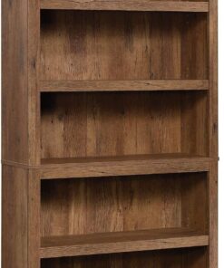 Sauder 5 Tier Book Shelf Wooden Bookcase Multipurpose Bookshelf for Home Office, Living Room, in Vintage Oak