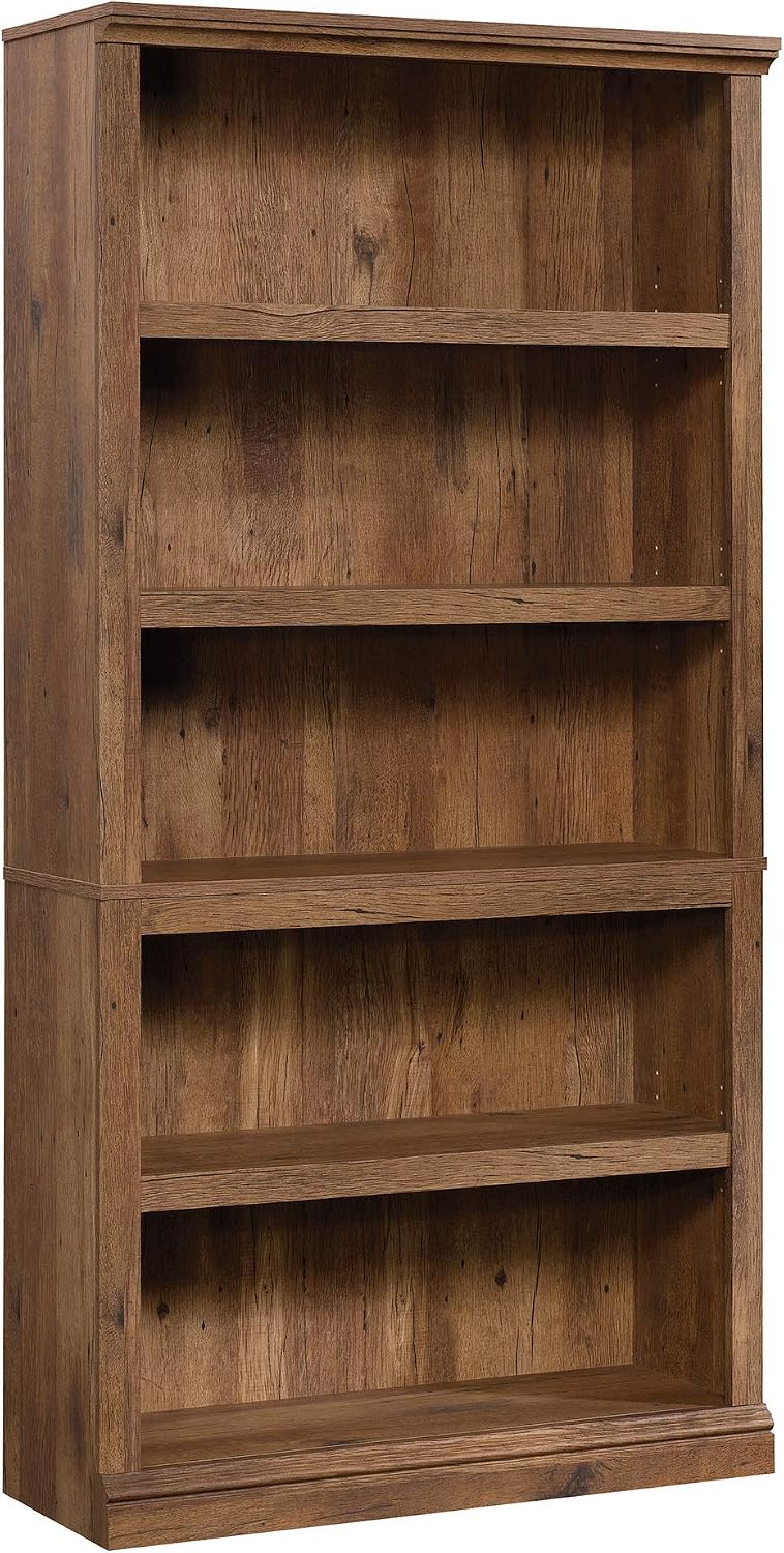 Sauder 5 Tier Book Shelf Wooden Bookcase Multipurpose Bookshelf for Home Office, Living Room, in Vintage Oak Sauder 5 Tier Book Shelf Wooden Bookcase Multipurpose Bookshelf for Home Office, Living Room, in Vintage Oak