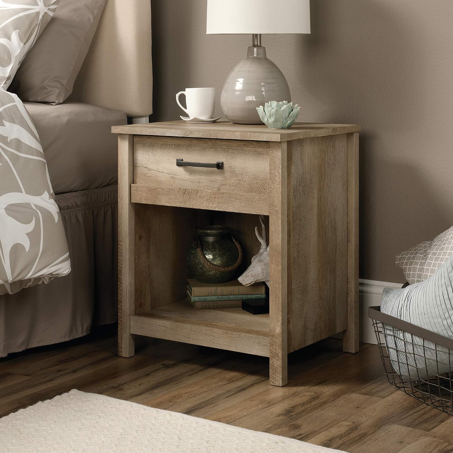 Sauder Cannery Bridge Night Stand, Bedside Table, Bedroom Side Table End Table, in Lintel Oak Sauder Cannery Bridge Night Stand, Bedside Table, Bedroom Side Table End Table, in Lintel Oak - Image 2