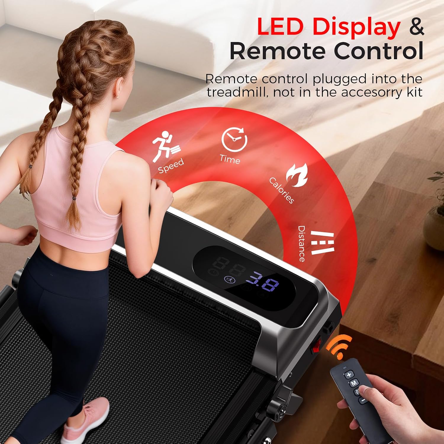 Walking Pad Treadmill with 8% Incline - Portable Home Tread Mills Quiet Machine Compact Fold up Indoor, 3.0HP Walk Running Pads with Handle Bar, Easy Assembly, Up to 350LBS Capacity Walking Pad Treadmill with 8% Incline - Portable Home Tread Mills Quiet Machine Compact Fold up Indoor, 3.0HP Walk Running Pads with Handle Bar, Easy Assembly, Up to 350LBS Capacity - Image 6