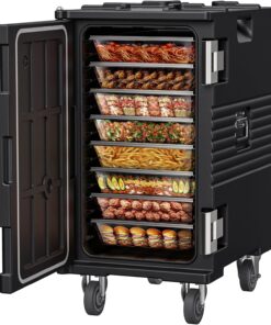 CAMMOO NSF 127QT Non-Electrical Catering Food Warmers with Casters | 304 Stainless Steel Latch, Insulated Food Carrier for 8 Full-Size Pans(NOT INCLUDED), Food Warmer Hot Boxes for Catering