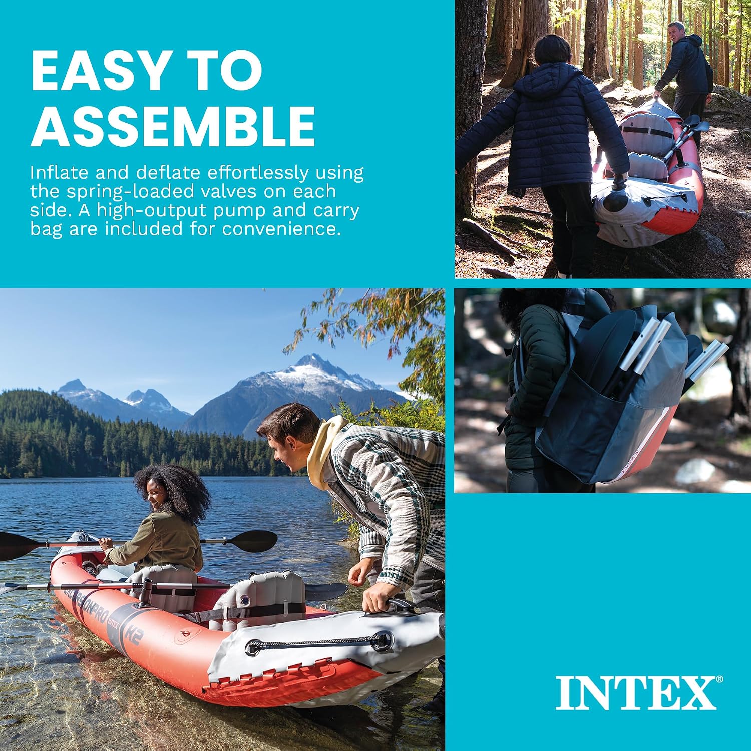 INTEX 68309EP Excursion Pro K2 Inflatable Kayak Set: Includes Deluxe 86in Kayak Paddles and High-Output Pump – SuperTough PVC – Adjustable Bucket Seat – 2-Person – 400lb Weight Capacity INTEX 68309EP Excursion Pro K2 Inflatable Kayak Set: Includes Deluxe 86in Kayak Paddles and High-Output Pump – SuperTough PVC – Adjustable Bucket Seat – 2-Person – 400lb Weight Capacity - Image 6