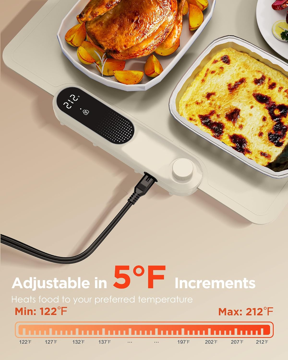 FEPPO Food Warming Mat, 35”x16” Electric Warming Trays for Buffets Party | Fast Full-Surface Heating Mat for Food with 19 Level Adjustable Temperature and 6 Hours Timer, Roll Up Food Warmer FEPPO Food Warming Mat, 35”x16” Electric Warming Trays for Buffets Party | Fast Full-Surface Heating Mat for Food with 19 Level Adjustable Temperature and 6 Hours Timer, Roll Up Food Warmer - Image 3