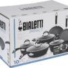 Bialetti Impact 10-Piece Textured Aluminum Cookware Set with Pots, Pans, and Dutch Oven, Nonstick Pots and Pans Set for Kitchen, Gray