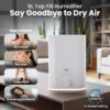 Everlasting Comfort 6L Top Fill Humidifier for Bedroom – Quiet, Easy to Fill & Clean, 60HR Runtime, Night Light, Timer, Ultrasonic Cool Mist, Auto Shut-Off for Indoor Use- White