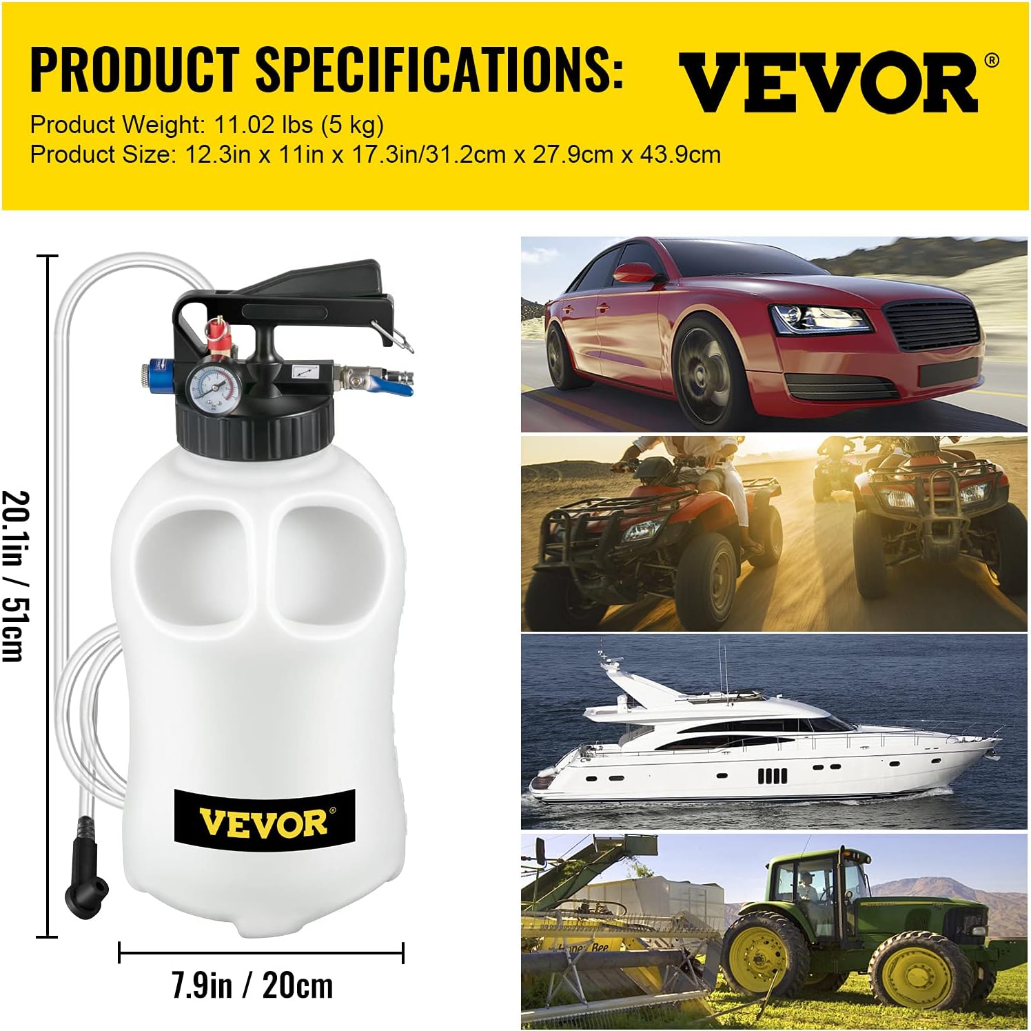 VEVOR Transmission Fluid Pump 2 Way ATF Refill System, 10 Liter Dispenser | For Oil Changes, Extracts and Dispenses Fluid Cleanly, Automatic Tool Set, with 14 Pieces ATF Filler Adapters, Pressure Gauge VEVOR Transmission Fluid Pump 2 Way ATF Refill System, 10 Liter Dispenser | For Oil Changes, Extracts and Dispenses Fluid Cleanly, Automatic Tool Set, with 14 Pieces ATF Filler Adapters, Pressure Gauge - Image 7