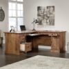Sauder Palladia L Shaped Desk with Drawers, Office Desk with File Cabinet Storage, Cable Management, Keyboard Tray, in Vintage Oak Finish