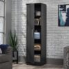 Sauder HomePlus Kitchen Pantry Storage Cabinet Slim Single Door with Adjustable Shelves, Living Room Storage Cabinet, in Raven Oak