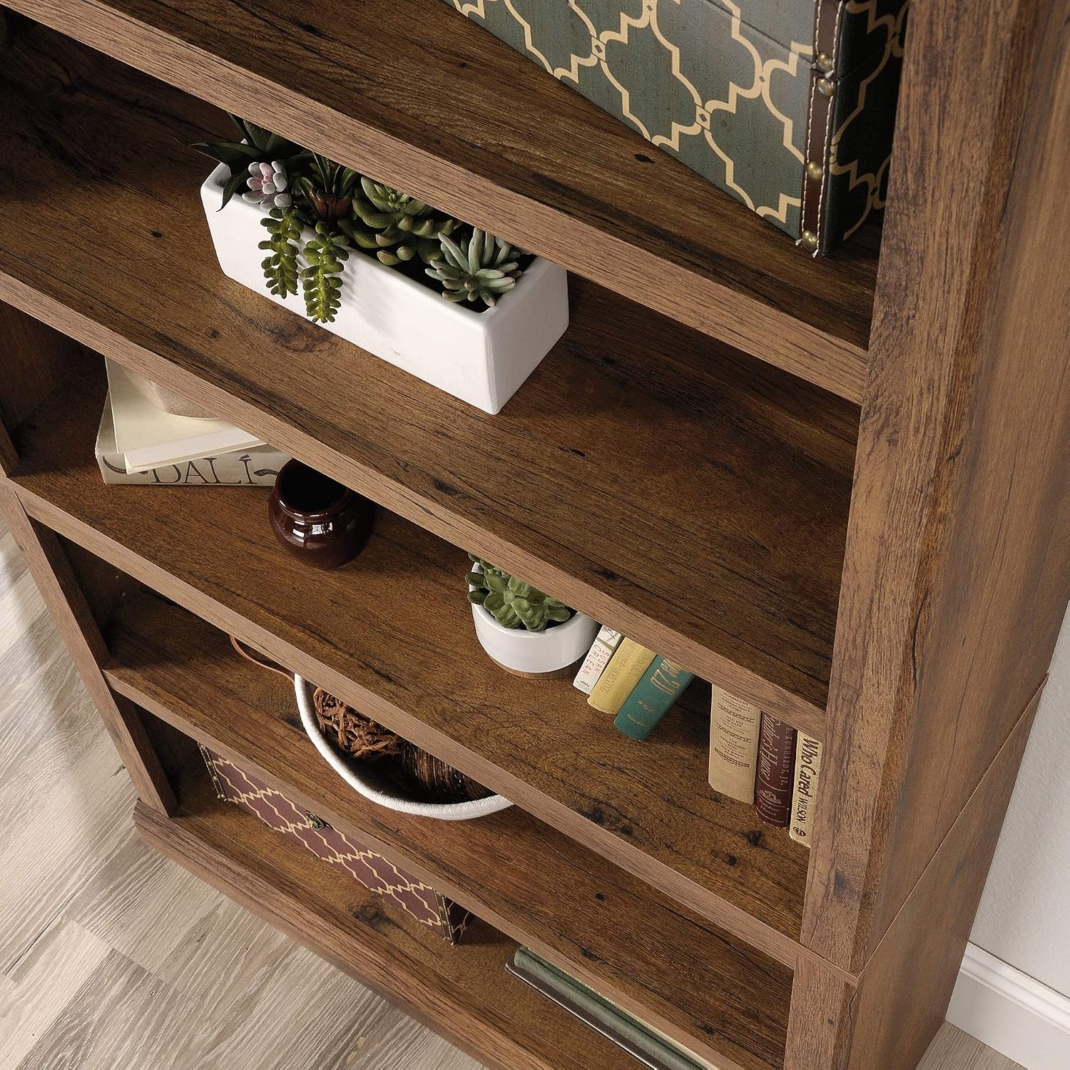 Sauder 5 Tier Book Shelf Wooden Bookcase Multipurpose Bookshelf for Home Office, Living Room, in Vintage Oak Sauder 5 Tier Book Shelf Wooden Bookcase Multipurpose Bookshelf for Home Office, Living Room, in Vintage Oak - Image 8