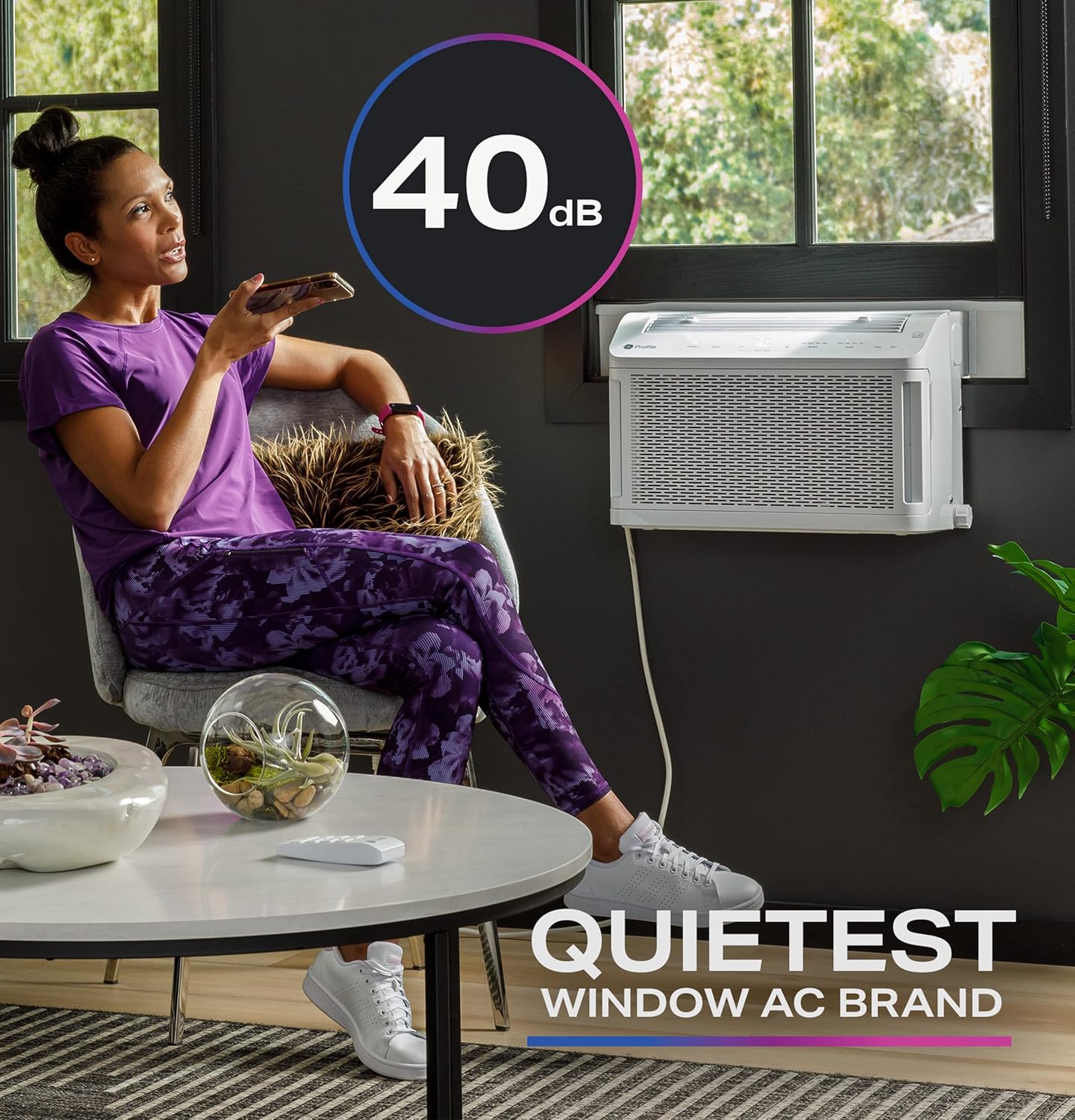 GE Profile ClearView Inverter Window Air Conditioner Unit, 12,200 BTU, Energy Efficient Cooling up to 550 sq ft., Ultra Quiet, SMART Home Capable, Includes Remote, White GE Profile ClearView Inverter Window Air Conditioner Unit, 12,200 BTU, Energy Efficient Cooling up to 550 sq ft., Ultra Quiet, SMART Home Capable, Includes Remote, White - Image 2
