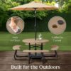 Best Choice Products 8-Person Outdoor Bench Patio Picnic Table, Circular w/ 4 Built-in Benches and Umbrella Hole, 2000lb Capacity - Tan