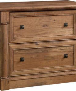 Sauder Palladia 2 Drawer File Cabinet, Lateral Filing Cabinets for Home Office, Hanging File Folders Organizer, Interlocking Drawers, in Vintage Oak Finish