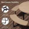 Best Choice Products 8-Person Outdoor Bench Patio Picnic Table, Circular w/ 4 Built-in Benches and Umbrella Hole, 2000lb Capacity - Tan