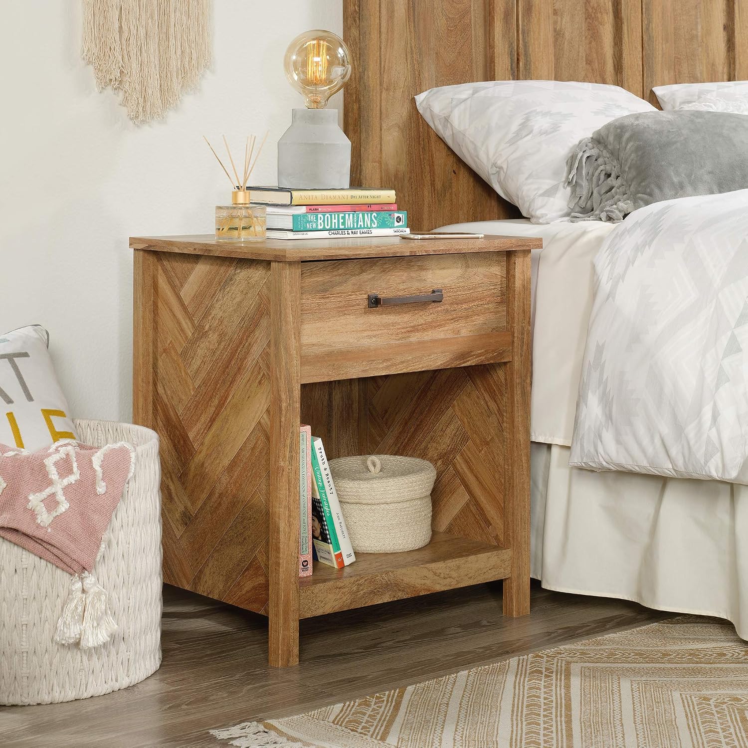 Sauder Cannery Bridge Night Stand with Spacious Drawer, Nightstand for Bedroom, Sindoori Mango Finish Sauder Cannery Bridge Night Stand with Spacious Drawer, Nightstand for Bedroom, Sindoori Mango Finish - Image 2