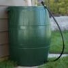 FCMP Outdoor Raincatcher, Flat-Back Rain Barrel with Spigots, 50 Gallon, Green | Portable Water Storage Container Tank with Spigots for Home, Garden, and Backyard