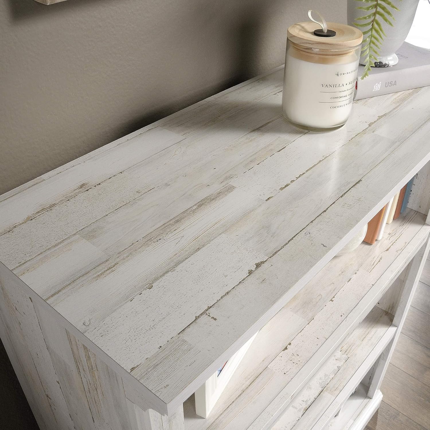 Sauder 3 Tier Book Shelf Wooden Bookcase Multipurpose Bookshelf for Home Office, Living Room, in White Plank Sauder 3 Tier Book Shelf Wooden Bookcase Multipurpose Bookshelf for Home Office, Living Room, in White Plank - Image 7