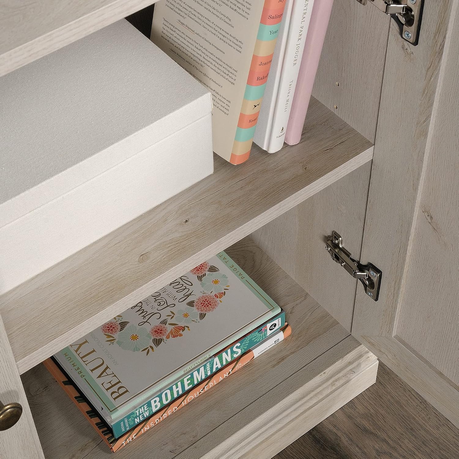 Sauder Miscellaneous Storage Bookcase with Doors, Adjustable Shelves, 5 Shelf Bookcase - Chalked Chestnut Finish Sauder Miscellaneous Storage Bookcase with Doors, Adjustable Shelves, 5 Shelf Bookcase - Chalked Chestnut Finish - Image 9