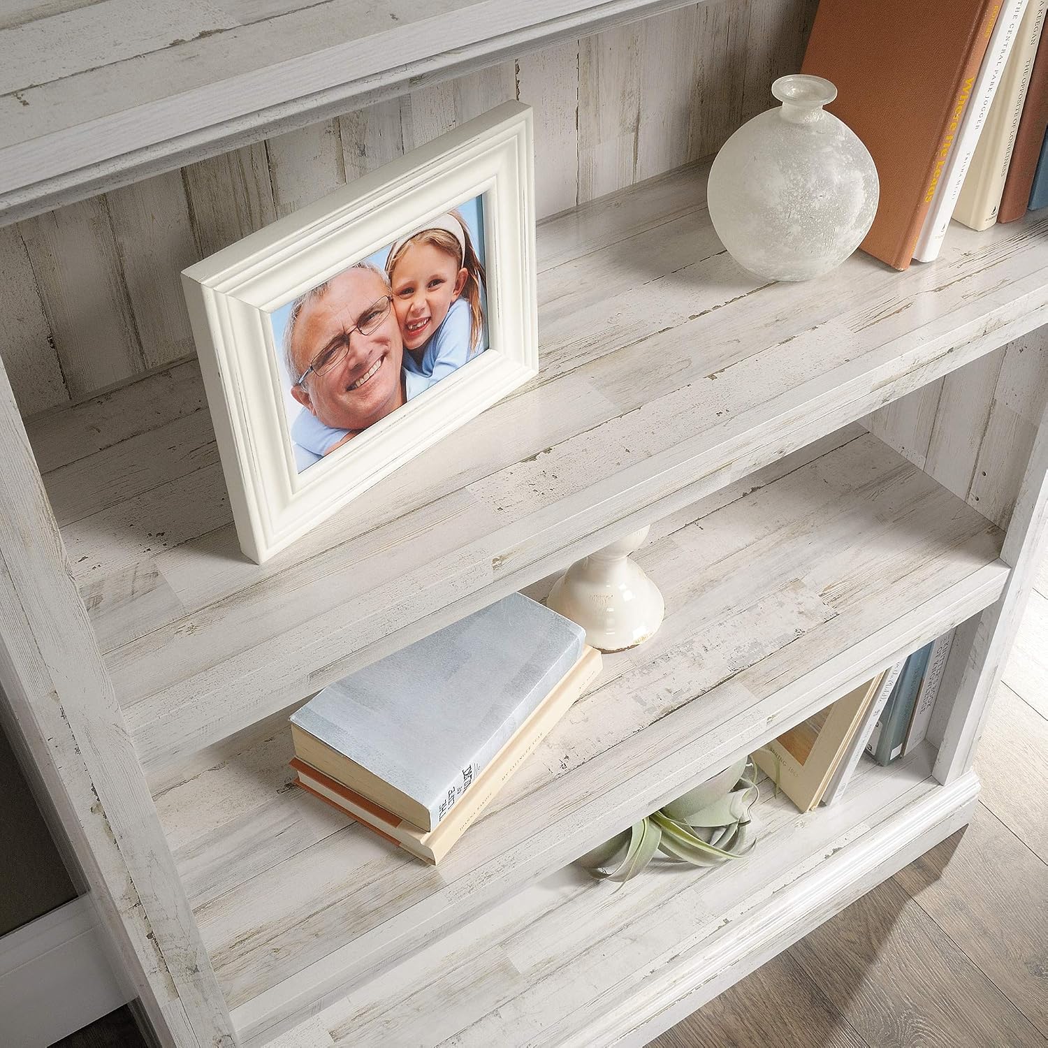 Sauder 3 Tier Book Shelf Wooden Bookcase Multipurpose Bookshelf for Home Office, Living Room, in White Plank Sauder 3 Tier Book Shelf Wooden Bookcase Multipurpose Bookshelf for Home Office, Living Room, in White Plank - Image 9