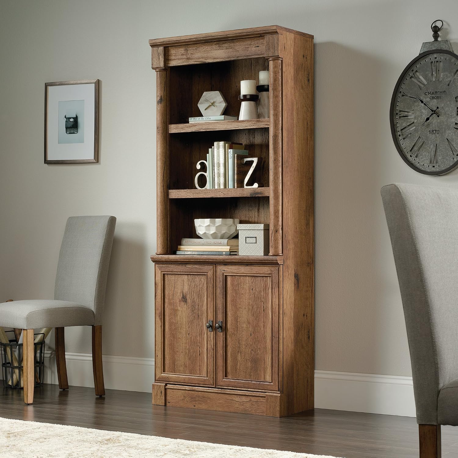 Sauder Palladia Bookcase with Doors, Multiroom Storage, Library Bookcase, Vintage Oak Finish Sauder Palladia Bookcase with Doors, Multiroom Storage, Library Bookcase, Vintage Oak Finish - Image 2