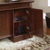 Sauder Palladia Office Desk with Drawers, Executive Desk with File Cabinet Storage, Cable Management, Keyboard Tray, in Select Cherry Finish Sauder Palladia Office Desk with Drawers, Executive Desk with File Cabinet Storage, Cable Management, Keyboard Tray, in Select Cherry Finish