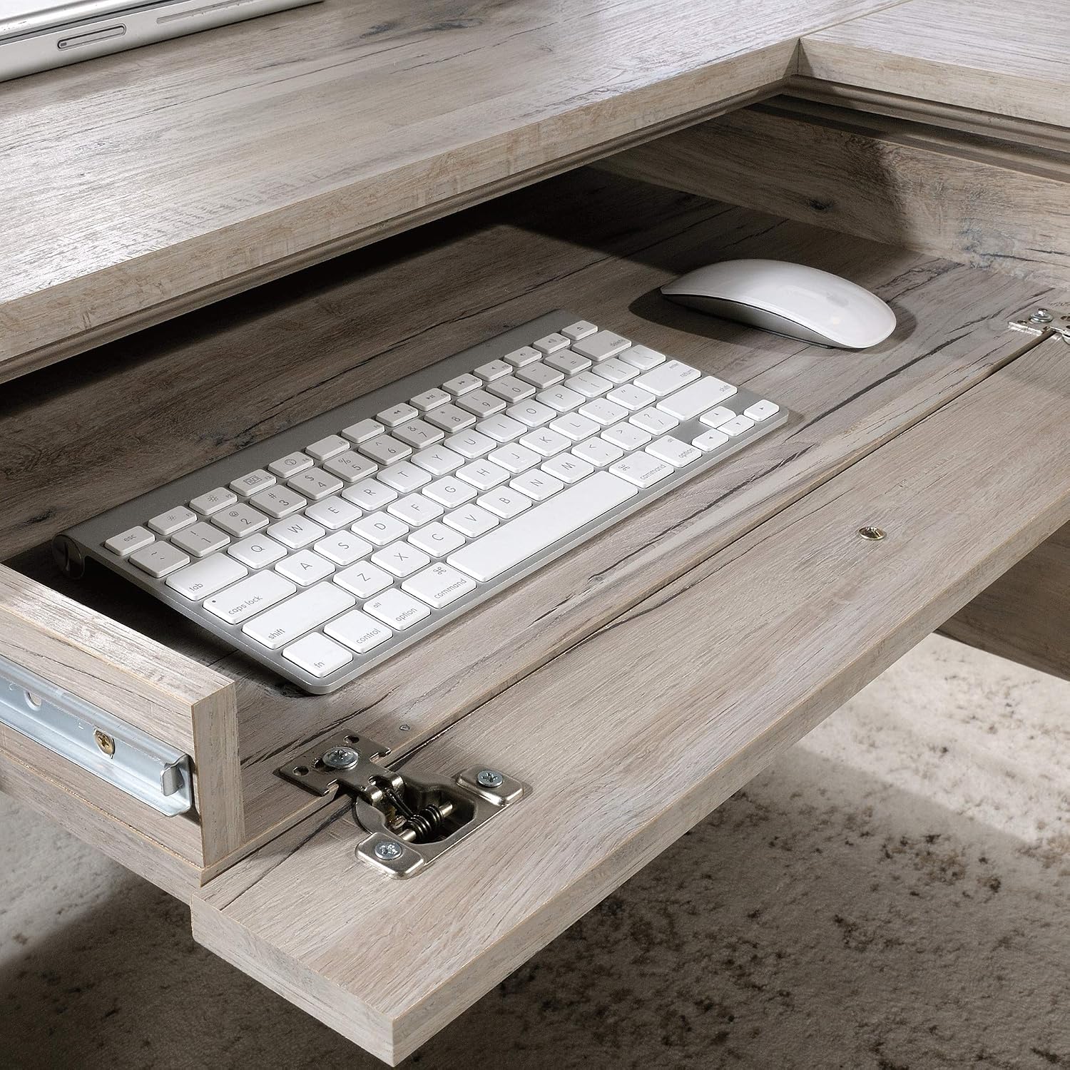 Sauder Palladia L Shaped Desk with Drawers, Office Desk with File Cabinet Storage, Cable Management, Keyboard Tray, in Split Oak finish Sauder Palladia L Shaped Desk with Drawers, Office Desk with File Cabinet Storage, Cable Management, Keyboard Tray, in Split Oak finish - Image 5