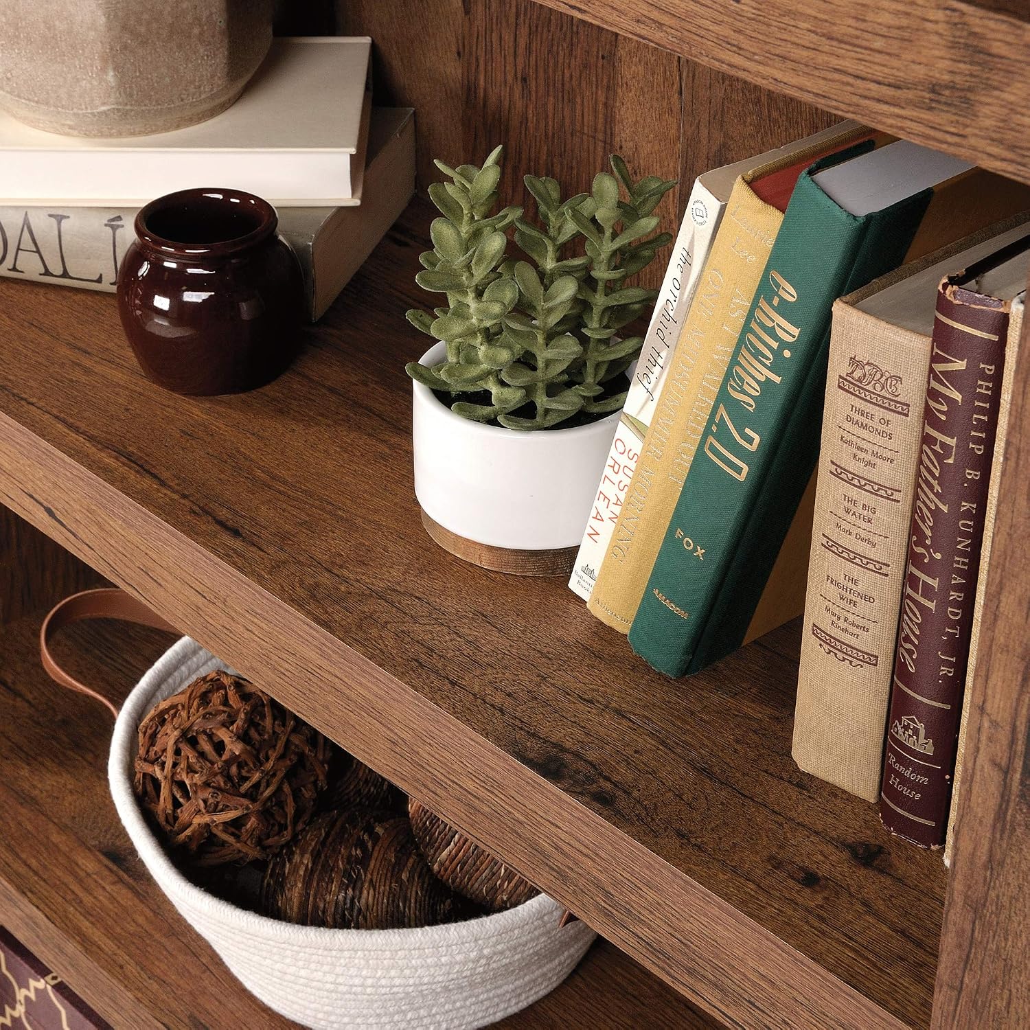Sauder 5 Tier Book Shelf Wooden Bookcase Multipurpose Bookshelf for Home Office, Living Room, in Vintage Oak Sauder 5 Tier Book Shelf Wooden Bookcase Multipurpose Bookshelf for Home Office, Living Room, in Vintage Oak - Image 7