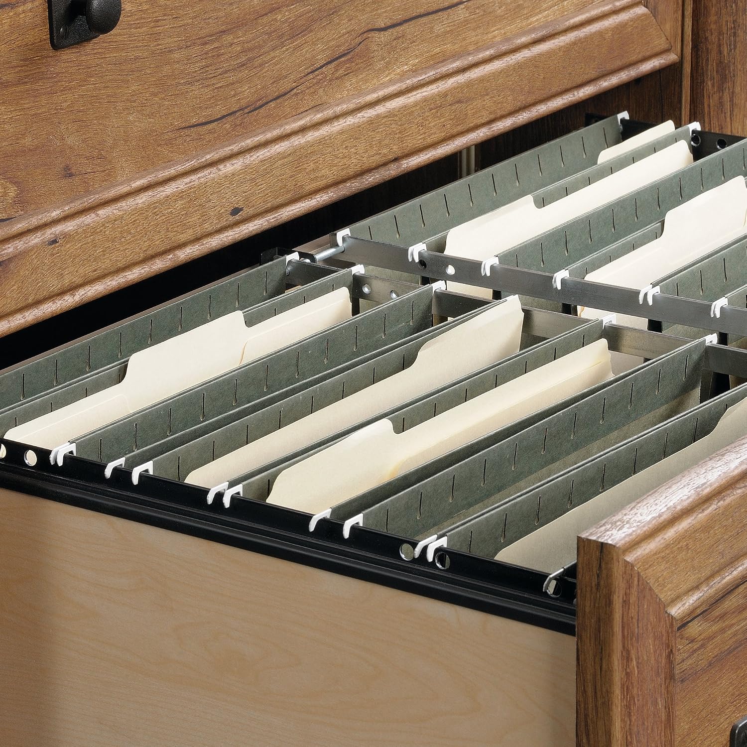 Sauder Palladia 2 Drawer File Cabinet, Lateral Filing Cabinets for Home Office, Hanging File Folders Organizer, Interlocking Drawers, in Vintage Oak Finish Sauder Palladia 2 Drawer File Cabinet, Lateral Filing Cabinets for Home Office, Hanging File Folders Organizer, Interlocking Drawers, in Vintage Oak Finish - Image 6