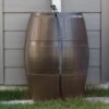 FCMP Outdoor Raincatcher 4000 Rain Barrel, Flat-Back Rainwater Catcher with Spigots, 50 Gallon, Brown - Portable Water Storage Container Tank for Home, Garden, and Backyard | Portable Water Storage Container Tank with Spigots for Home, Garden, and Backyard