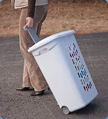 Sterilite Ultra Wheeled Laundry Hamper with Lid, Handle and Wheels for Easy Rolling of Clothes to and from the Laundry Room, Plastic, White, 1-Pack, Portable Sterilite Ultra Wheeled Laundry Hamper with Lid, Handle and Wheels for Easy Rolling of Clothes to and from the Laundry Room, Plastic, White, 1-Pack, Portable - Image 8