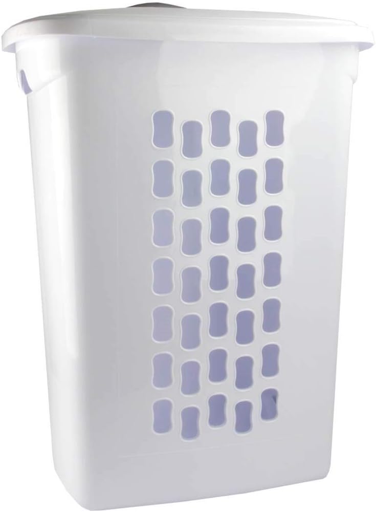 Sterilite Ultra Wheeled Laundry Hamper with Lid, Handle and Wheels for Easy Rolling of Clothes to and from the Laundry Room, Plastic, White, 1-Pack, Portable Sterilite Ultra Wheeled Laundry Hamper with Lid, Handle and Wheels for Easy Rolling of Clothes to and from the Laundry Room, Plastic, White, 1-Pack, Portable - Image 2