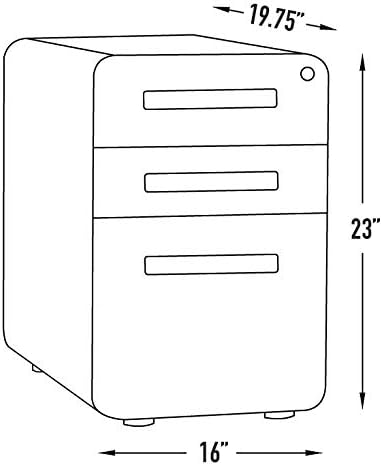 Laura Davidson Furniture Stockpile 3 Drawer File Cabinet with Lock - Under Office Desk Metal Filing Cabinet, Legal/Letter File Folders, Wheels and Stationary Feet, Pre-Assembled, Orange Faceplate Laura Davidson Furniture Stockpile 3 Drawer File Cabinet with Lock - Under Office Desk Metal Filing Cabinet, Legal/Letter File Folders, Wheels and Stationary Feet, Pre-Assembled, Orange Faceplate - Image 3