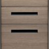 Laura Davidson Furniture Stockpile 3 Drawer File Cabinet with Lock - Under Office Desk Metal Filing Cabinet, Legal/Letter File Folders, Wheels and Stationary Feet, Pre-Assembled, Black/Wood
