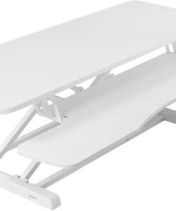 VIVO White 42 in Standing Desk Converter, DESK-V042KW | Large, Height Adjustable, Stand Up Desk Riser, Wide Keyboard Tray, Dual Monitor and Laptop Workstation, White Frame, K Series