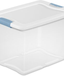 Sterilite Latching Box with Lids for Home and Office, 25 Quart, 24-Pack | Heavy-Duty and Stackable Plastic Containers with Latches for Closet, Cabinet, Bedroom, Bathroom and Dorm Room Organization