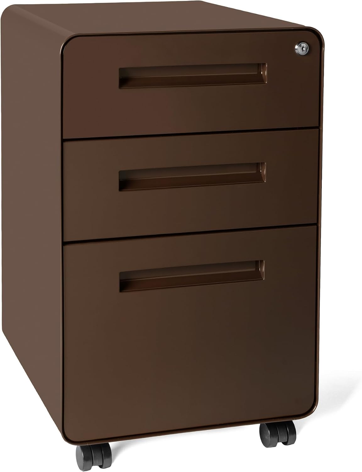 Laura Davidson Furniture Stockpile 3 Drawer File Cabinet with Lock - Under Office Desk Metal Filing Cabinet, Legal/Letter File Folders, Wheels and Stationary Feet, Pre-Assembled, Dark Brown Laura Davidson Furniture Stockpile 3 Drawer File Cabinet with Lock - Under Office Desk Metal Filing Cabinet, Legal/Letter File Folders, Wheels and Stationary Feet, Pre-Assembled, Dark Brown