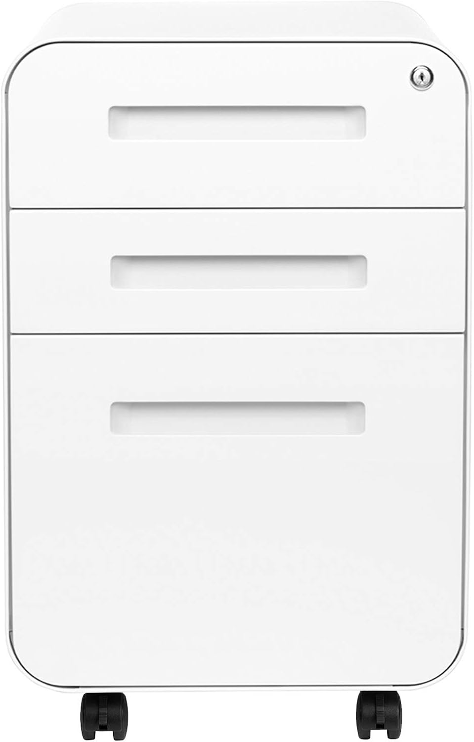 Laura Davidson Furniture Stockpile 3 Drawer File Cabinet with Lock - Under Office Desk Metal Filing Cabinet, Legal/Letter File Folders, Wheels and Stationary Feet, Pre-Assembled, White Laura Davidson Furniture Stockpile 3 Drawer File Cabinet with Lock - Under Office Desk Metal Filing Cabinet, Legal/Letter File Folders, Wheels and Stationary Feet, Pre-Assembled, White - Image 4