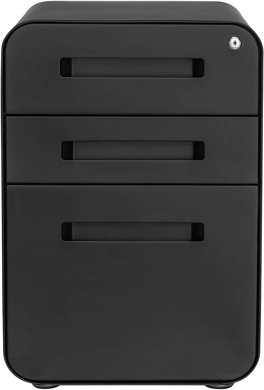 Laura Davidson Furniture Stockpile 3 Drawer File Cabinet with Lock - Under Office Desk Metal Filing Cabinet, Legal/Letter File Folders, Wheels and Stationary Feet, Pre-Assembled, Black Laura Davidson Furniture Stockpile 3 Drawer File Cabinet with Lock - Under Office Desk Metal Filing Cabinet, Legal/Letter File Folders, Wheels and Stationary Feet, Pre-Assembled, Black - Image 5
