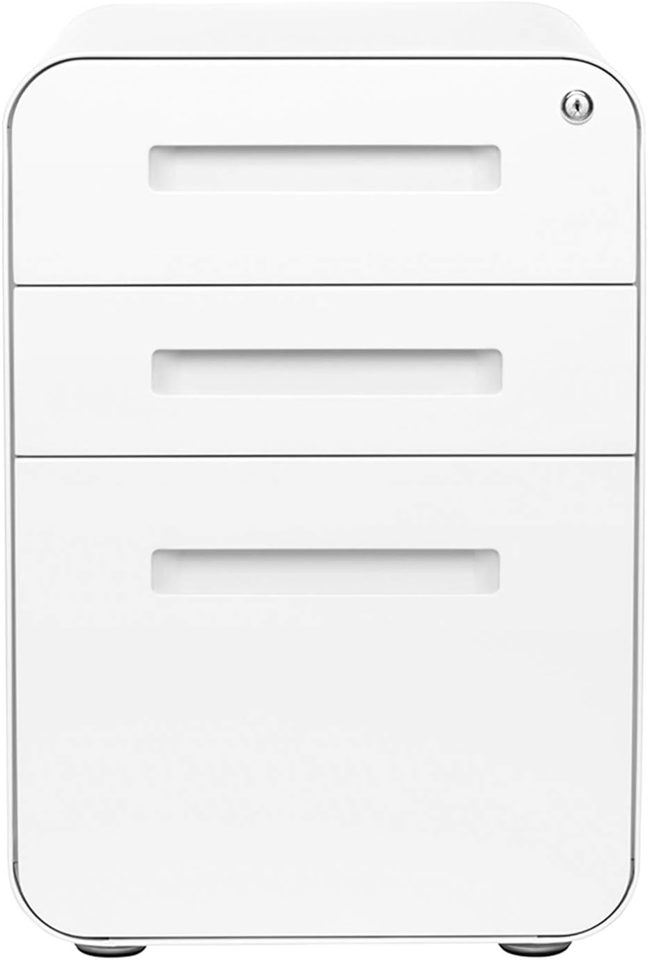 Laura Davidson Furniture Stockpile 3 Drawer File Cabinet with Lock - Under Office Desk Metal Filing Cabinet, Legal/Letter File Folders, Wheels and Stationary Feet, Pre-Assembled, White Laura Davidson Furniture Stockpile 3 Drawer File Cabinet with Lock - Under Office Desk Metal Filing Cabinet, Legal/Letter File Folders, Wheels and Stationary Feet, Pre-Assembled, White - Image 5