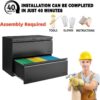 Approgreent 2 Drawer File Cabinet, File Cabinets for Home Office, Printer Stand, File Cabinet with Lock, Lateral Filing Cabinet for A4/Letter/Legal Size File Folders, Assembly Required(Black)
